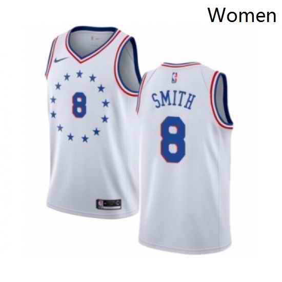 Womens Nike Philadelphia 76ers 8 Zhaire Smith White Swingman Jersey Earned Edition